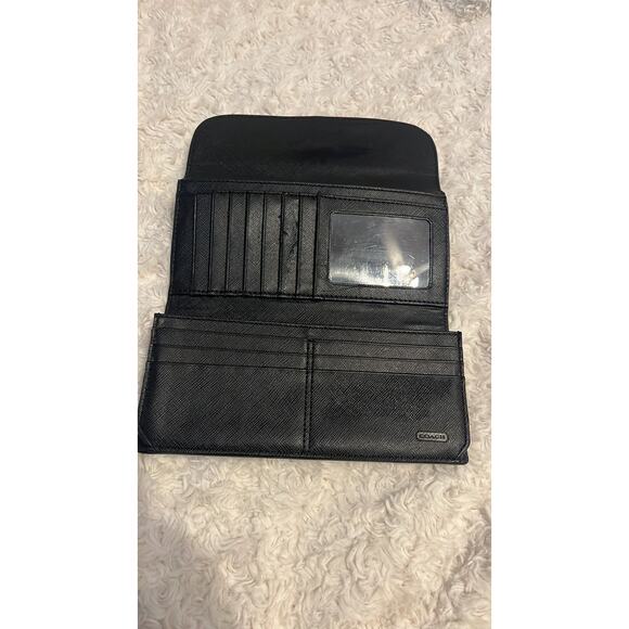 Coach Campbell Black Leather Zip Around Wallet Coach Buckle Wallet - Picture 6 of 6